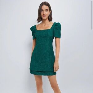 Tuckernuck Hyacinth House Emerald Green Jacquard Juliana Mini Dress